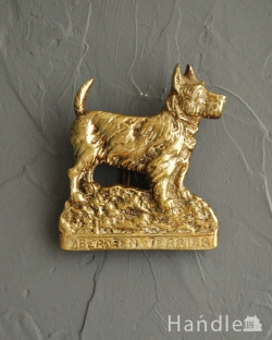 アンティーク雑貨  真鍮製スコティッシュ・テリアのドアノック、アンティークブラスドッグ（aberdeen terrier）