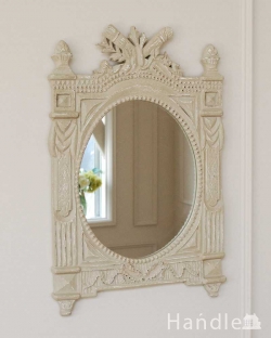 インテリア雑貨  フランスからやってきたアンティーク風のミラーSmall MIrror Préciosité　 (Gris antipue)