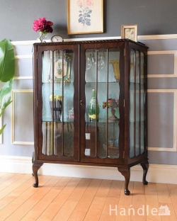 アンティーク家具 アンティークのキャビネット マホガニー材のアンティーク家具、素敵なガラスキャビネット（ショーケース）