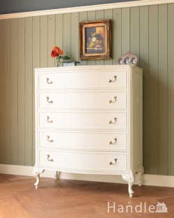 アンティーク家具 アンティークのチェスト ドレッシーなアンティークのフレンチ家具、5段引き出しのチェスト