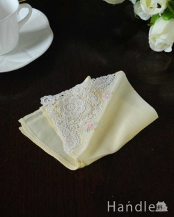 アンティーク雑貨 ドイリー・クロス フランスで見つけたレースと刺繍が可愛いアンティークのドイリーハンカチ