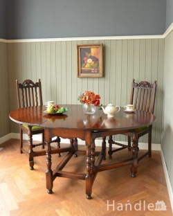 アンティーク家具 アンティークのテーブル アンティーク英国家具、伸張式ダイニングテーブル(ゲートレッグテーブル)