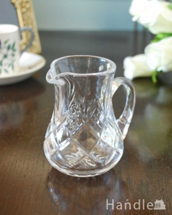 アンティーク雑貨 デカンタ・カラフェ アンティーク 小さくて可愛いアンティークプレスドグラスのミルクポット（ピッチャー）