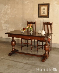 アンティーク家具 アンティークのテーブル バルボスレッグが美しい伸張式の英国ダイニングテーブル（エクステンションテーブル）