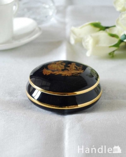 アンティーク雑貨 アンティーク食器 フランスリモージュ（Limoges）美しい濃いブルー×金彩のジュエリーケース