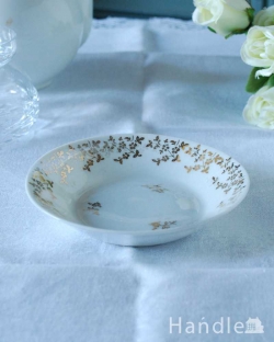 アンティーク雑貨 アンティーク食器 金彩のお花模様が華やかなアンティークプレート