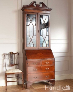 アンティーク家具 ビューロー 英国スタイルのアンティーク家具、シノワズリデザインのビューローブックケース