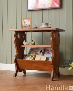 アンティーク家具 マガジンラックおしゃれ サイドテーブルにもなるフランス輸入のアンティーク マガジンラック（棚付き）