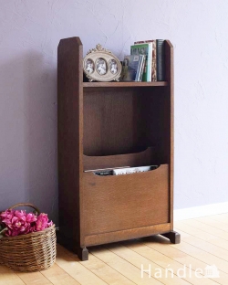 アンティーク家具 マガジンラックおしゃれ 英国のアンティーク家具、オーク材のおしゃれなマガジンラック