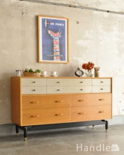 アンティーク家具 アンティークのチェスト Gプランの北欧テイストのインテリア、引き出したっぷりのサイドボードチェスト　