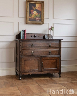 アンティーク家具 アンティークのチェスト 英国のアンティーク家具、電話台にもなるカップボードチェスト(食器棚)