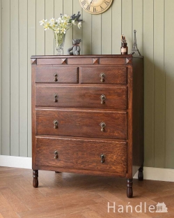 アンティーク家具 アンティークのチェスト たっぷり収納で便利に使えます、英国の4段アンティークチェスト