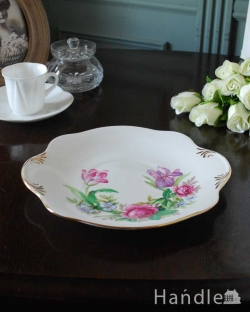 アンティーク雑貨 アンティーク食器 ロイヤルスチュアート社、お花のブーケが美しいアンティークB&Bプレート