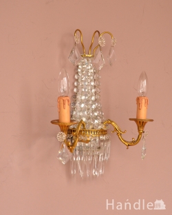照明・ライティング ウォールライト・ウォールランプ フランスのアンティークウォールシャンデリア（３灯）（Ｅ17シャンデリア球×２）（Ｅ17丸球×1）