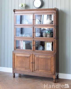 アンティーク家具 アンティークのキャビネット 重ねて積み上げるスタッキングブックケース、英国輸入のアンティークキャビネット 