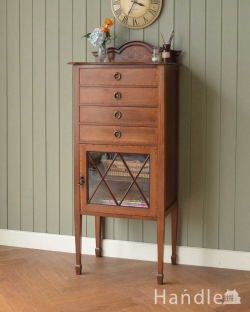 アンティーク家具 アンティークのチェスト 象嵌が装飾された豪華なアンティークミュージックキャビネット