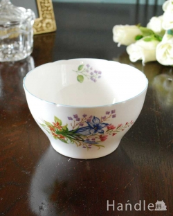 アンティーク雑貨 アンティーク食器 シェリー窯(ワイルドフラワー) の陶磁器、アンティークシュガーポット