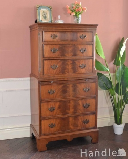 アンティーク家具 アンティークのチェスト 高級材を贅沢に使用したアンティーク家具、トールボーイ６段チェスト