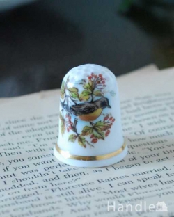 アンティーク雑貨 アンティーク食器 枝に止まっている小鳥のアンティークシンブル、イギリス輸入の雑貨