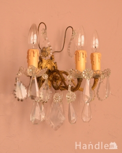 照明・ライティング ウォールライト・ウォールランプ 華やかなアンティーク照明、フランス生まれの壁付けシャンデリア(3灯)（Ｅ17シャンデリア球付）