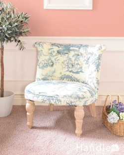 アンティーク風 アンティーク風の椅子 フランス風のおしゃれなアンティーク風の椅子、ボヌールチェア（トワルドジュイ風・BLUE）