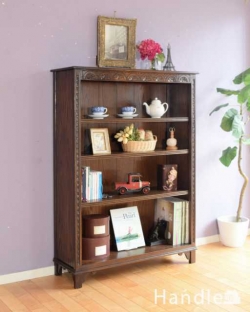 アンティーク家具 アンティークのキャビネット 英国スタイルのアンティーク家具、オープン棚のブックシェルフ(本棚)
