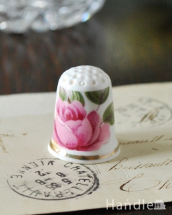 アンティーク雑貨 アンティーク食器 大きなピンクのバラが華やかなイギリスで見つけたアンティークシンブル