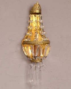 照明・ライティング ウォールライト・ウォールランプ フランスのアンティーク照明、ガラスが輝く壁付けシャンデリア（Ｅ17シャンデリア球付）