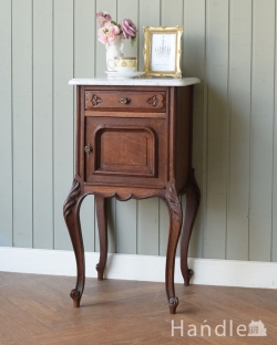 アンティーク家具 アンティークのキャビネット フランスのアンティーク家具、大理石天板のナイトテーブル(サイドキャビネット)
