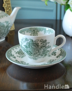 インテリア雑貨 紅茶カップ 英国輸入雑貨、バーレイ社のカップ＆ソーサー　(グリーンアジアティックフェザンツ)