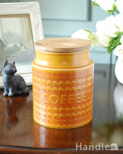 アンティーク雑貨 アンティーク食器 ホーンジーのビンテージ陶磁器、サフランの「COFFEE」キャニスター