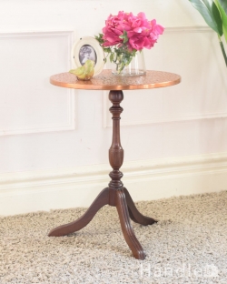 アンティークのおしゃれなテーブル、使いやすい銅板の天板のティーテーブル