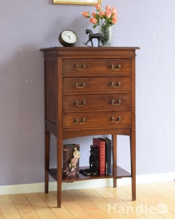 アンティーク家具 アンティークのチェスト イギリスのアンティーク家具、象嵌の入りの美しいミュージックキャビネット