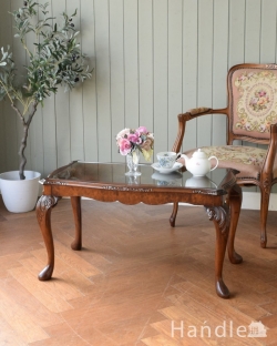 アンティーク家具 アンティークのテーブル アンティークのローテーブル、華やかなウォール材のコーヒーテーブル