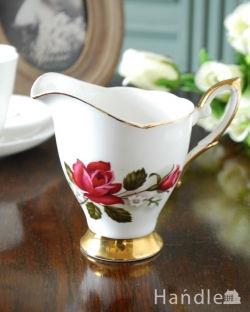 アンティーク雑貨 アンティーク食器 アンティークの陶磁器、ボウベル(BOWBELL)のエレガントな薔薇が美しいミルクポット