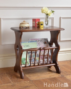 アンティーク家具 マガジンラックおしゃれ アーコールのビンテージ家具、イギリスで見つけたマガジンラック（天板付き）