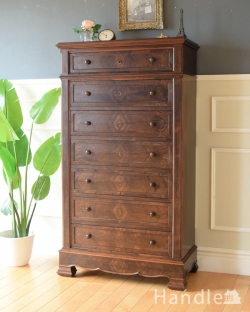 アンティーク家具 アンティークのチェスト 英国アンティークのチェスト、めったに出会えないローズウッドの整理タンス（ドロワー）