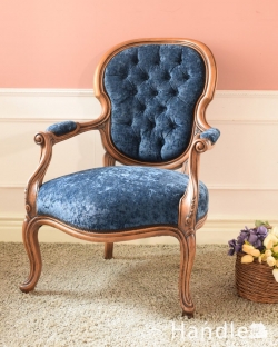 アンティークチェア・椅子 パーソナルソファ アンティークの贅沢な椅子、猫脚が優雅なアーム付きの一人掛けソファ