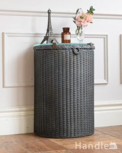 アンティーク家具 ブランケットボックス・収納ボックス アンティークのロイドルームボックス、サイドテーブルにもなるガラス天板付きのランドリーボックス