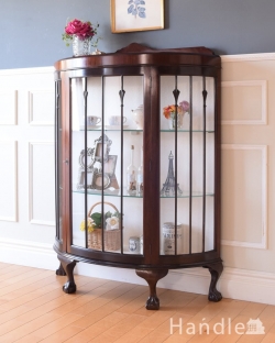 アンティーク家具 アンティークのキャビネット 英国アンティークのショーケース、マホガニー材のチャイナキャビネット
