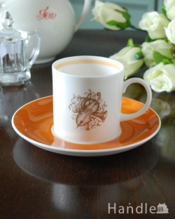 アンティーク雑貨 アンティーク食器 スージークーパー（Susie Cooper）の食器、メロディーのカップ＆ソーサー（オレンジ）