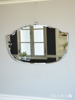 アンティーク雑貨 アンティークミラー・鏡 アンティークのおしゃれな壁掛けミラー、分厚いアンティークのカッティングミラー