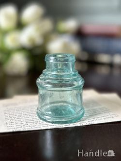 アンティーク雑貨 アンティークビン・香水瓶 イギリスから届いたアンティークガラスのオシャレなビン、丸い口が可愛いインクビン