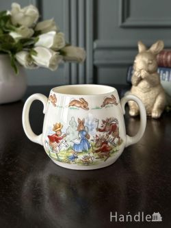 アンティーク雑貨 アンティーク食器 イギリスから届いたバニキンズの陶磁器、ロイヤルドルトン(ROYAL DOULTON)のダブルハンドルマグ