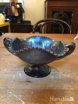 到着予定商品  カーニバルガラス　ブルー　取っ手付きGlass bowl 