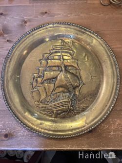 到着予定商品  アンティーク真鍮製　ウォールプレート　ship plaque