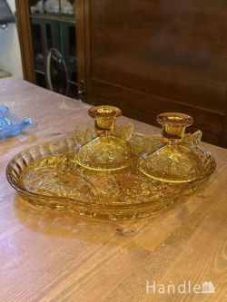 到着予定商品  アンティーク ガラス ドレッシング 3点セット アンバー