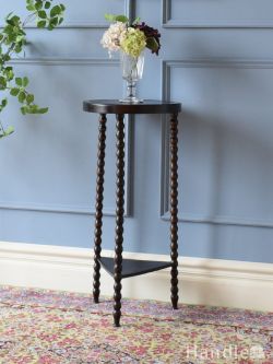 アンティーク家具 プランツスタンド イギリスから届いたアンティークテーブル、ボビンレッグが美しいオーク材のプランツスタンド