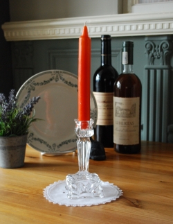 アンティーク雑貨  キレイなガラスのアンティークキャンドルスタンド（ろうそく立て）