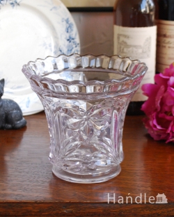 アンティーク雑貨 アンティーク花瓶 淡いラベンダーカラーの美しいフラワーベース、アンティークプレスドグラス